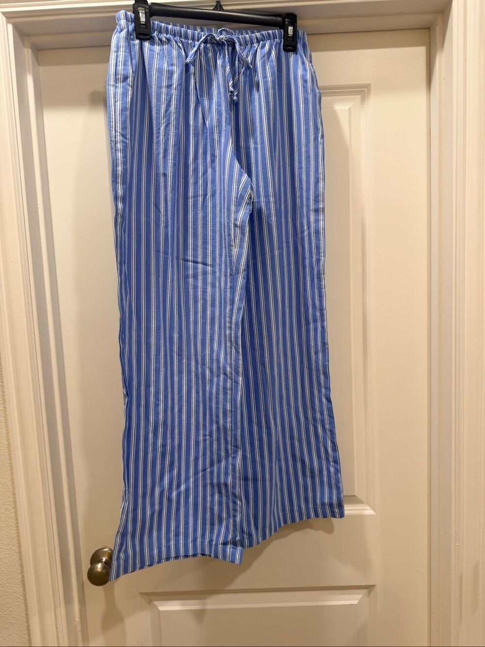 No Boundaries Blue White Striped Wide Leg Lounge Beach Pants Size S New